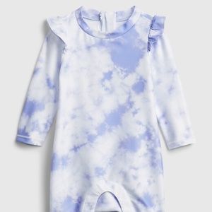 Baby Recycled Tie-Dye Swim Rash Guard One-Piece in Blue/Violet